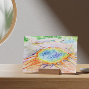 Yellowstone Grand Prismatic Spring Postcard Wall Art Watercolor Hand Painted