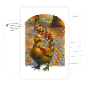 Boston Duck Way Postcard Wall Art Watercolor