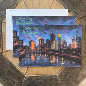 Philadelphia Night Skyline Postcard Wall Art Watercolor - Nocturne