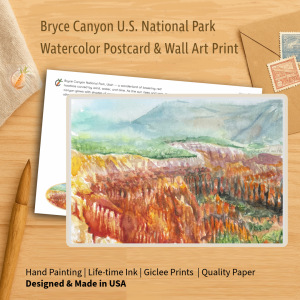 Bryce Canyon Postcard Wall Art Watercolor Hand Painted