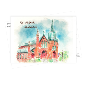 St.Patrick Church Natick Natick Postcard: Hand-Painted Watercolor Art
