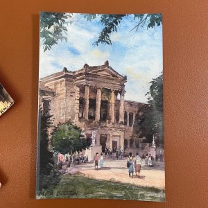 Boston MFA Museum of Fine Arts Watercolor Hand Painted Postcard Wall Art