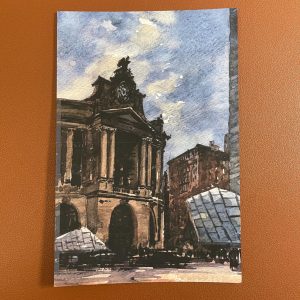 Boston South Station Watercolor Hand Painted Postcard Wall Art